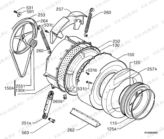 Взрыв-схема стиральной машины Zoppas PL943C - Схема узла Functional parts 267